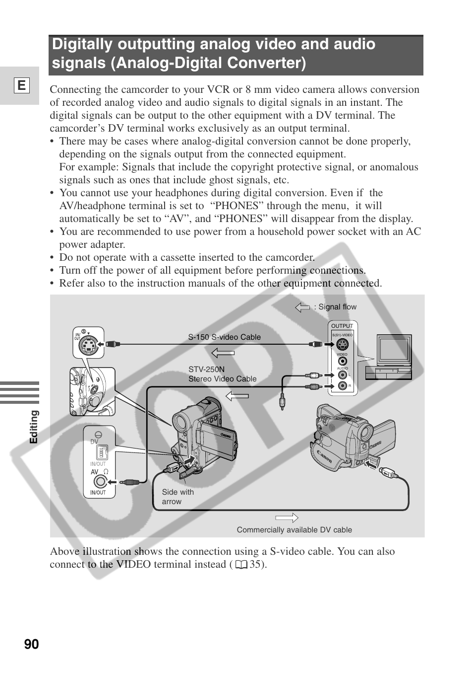 90 e | Canon ELURA 50 User Manual | Page 90 / 174