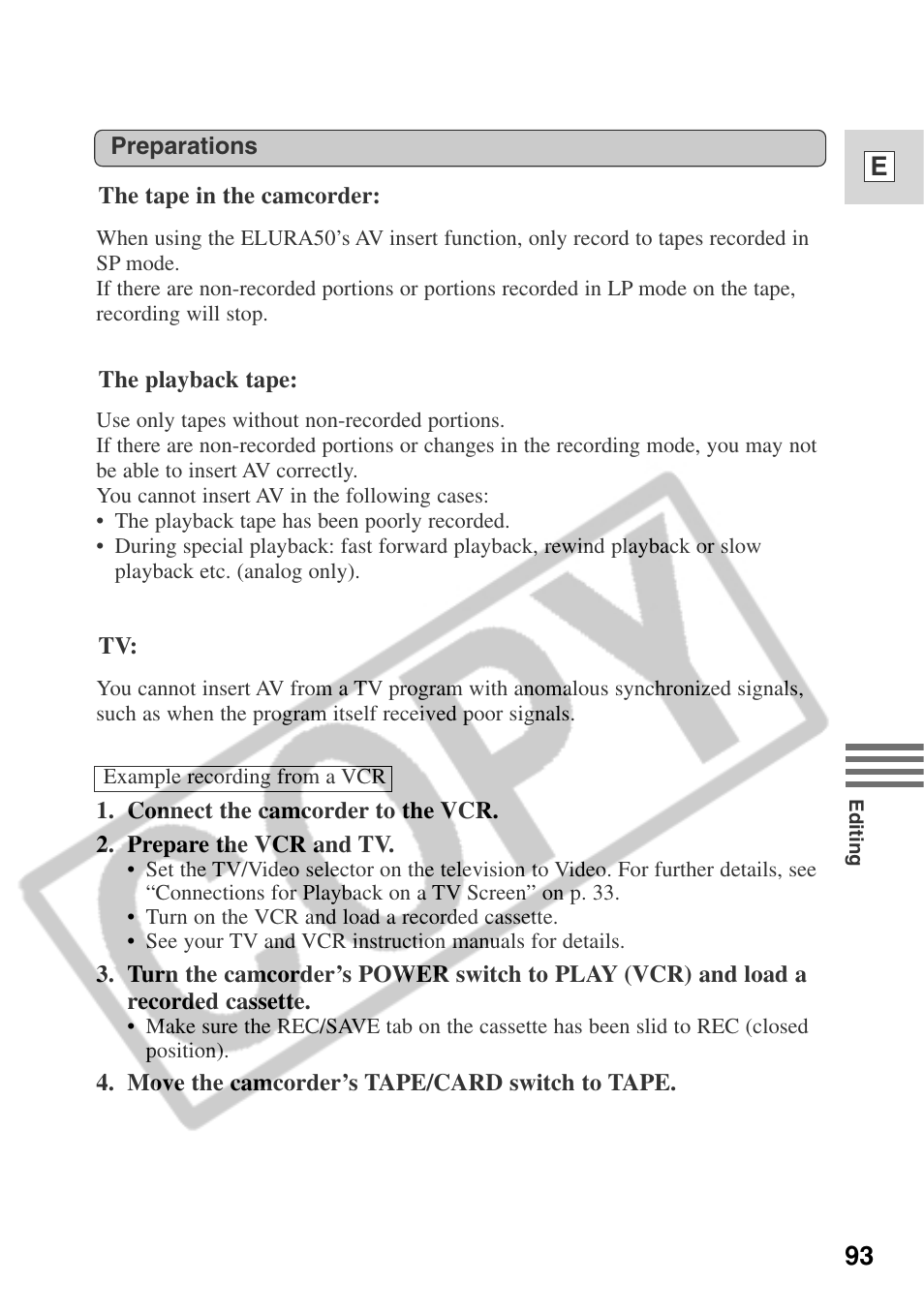 93 e | Canon ELURA 50 User Manual | Page 93 / 174