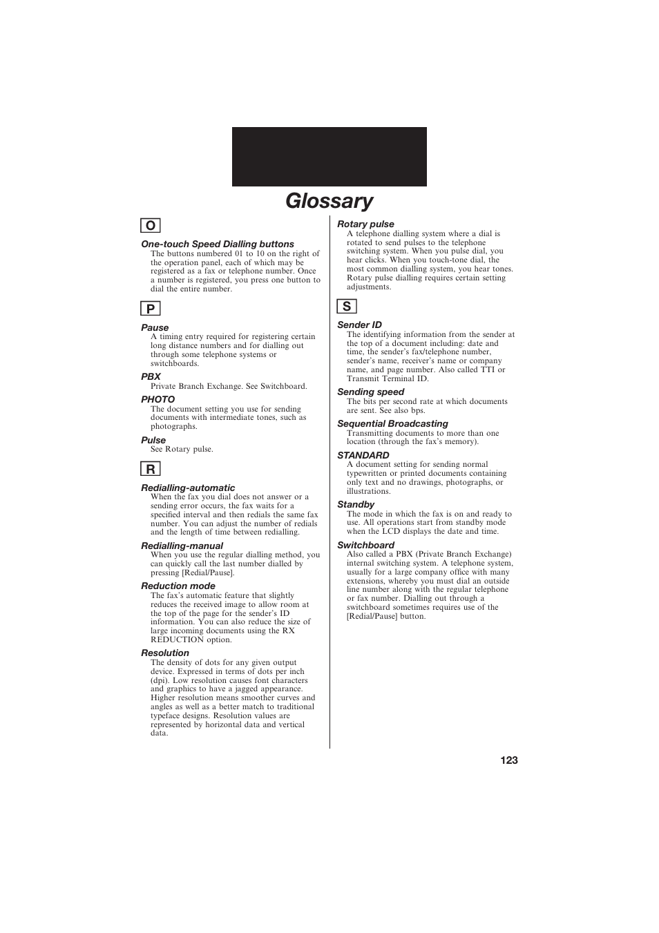 Glossary | Canon B155 User Manual | Page 135 / 140