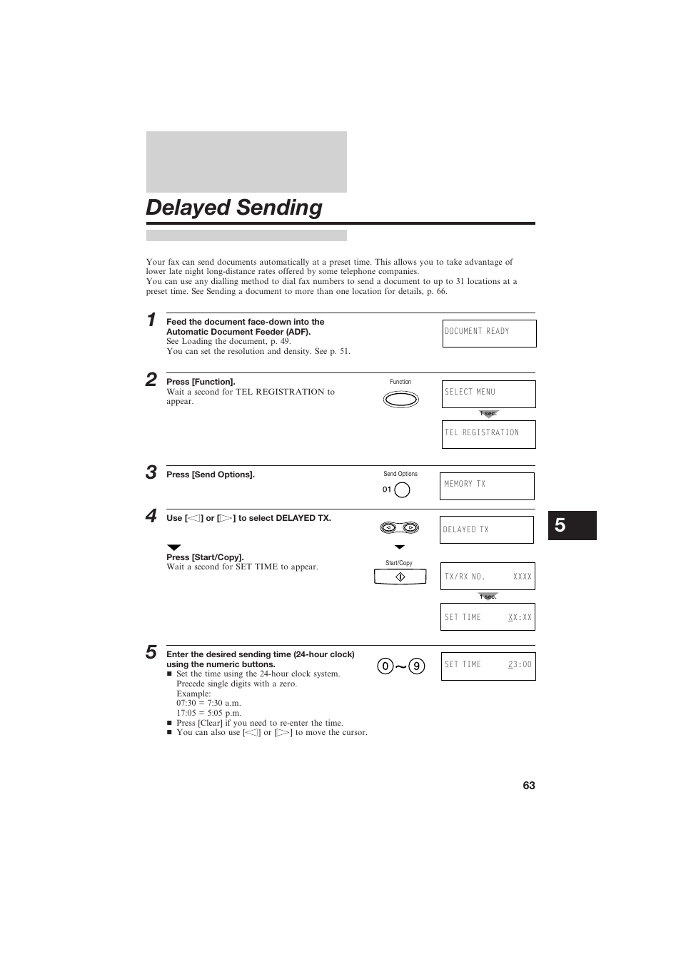 Delayed sending | Canon B155 User Manual | Page 75 / 140