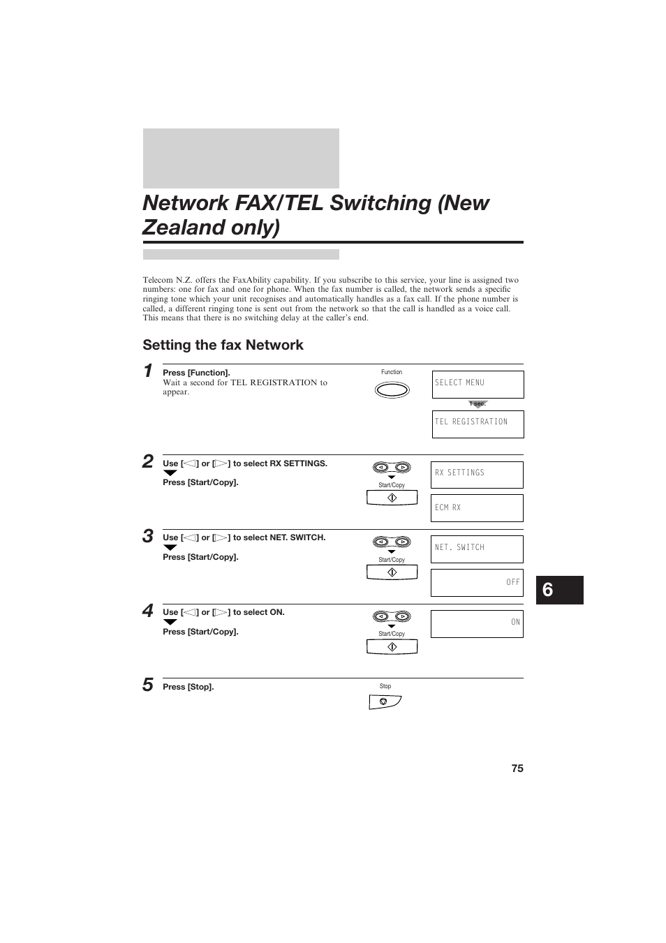Network fax/tel switching (new zealand only) | Canon B155 User Manual | Page 87 / 140