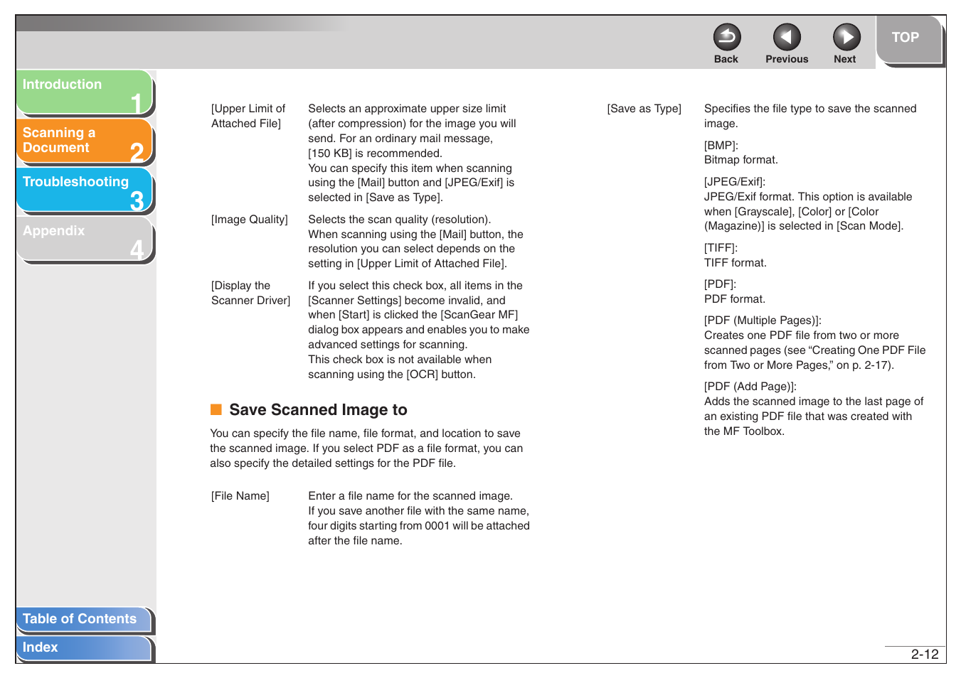 Save scanned image to, Save scanned image to -12, Next | Canon MF6500 User Manual | Page 26 / 80