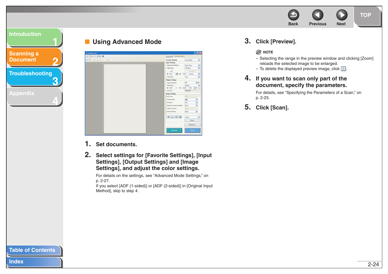 Using advanced mode, Using advanced mode -24, Next | Canon MF6500 User Manual | Page 38 / 80