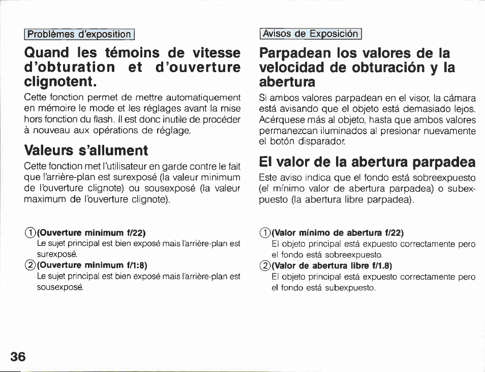 Auto internal zoom mechanism • automatic setting, Manual setting | Canon 430 EZ User Manual | Page 36 / 153