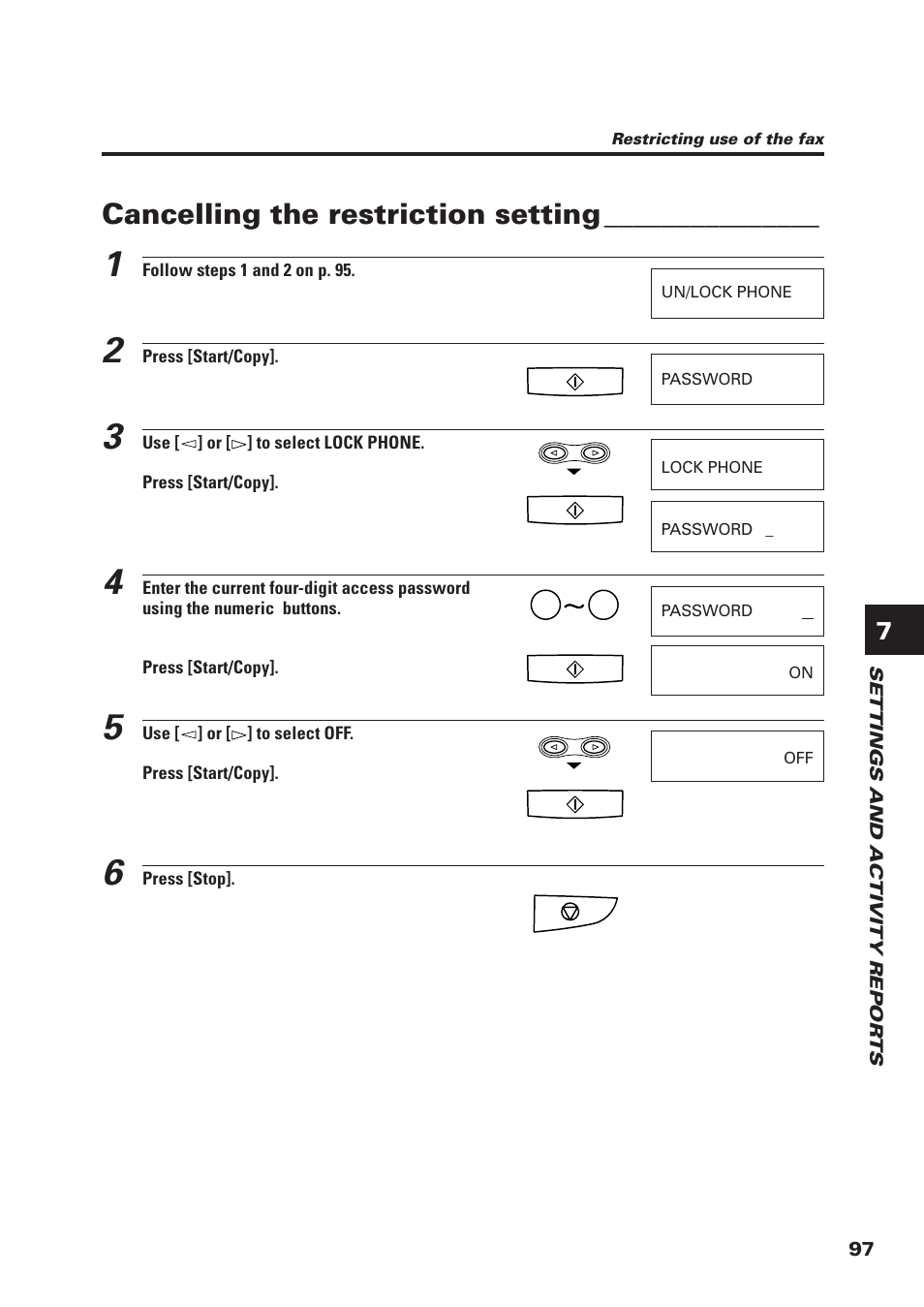 Cancelling the restriction setting | Canon FAX-B155 User Manual | Page 109 / 141