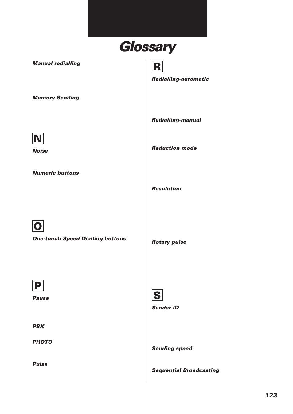 Glossary | Canon FAX-B155 User Manual | Page 135 / 141