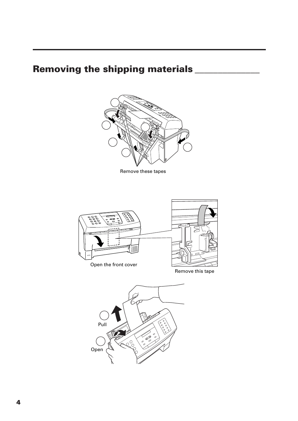 Removing the shipping materials | Canon FAX-B155 User Manual | Page 16 / 141