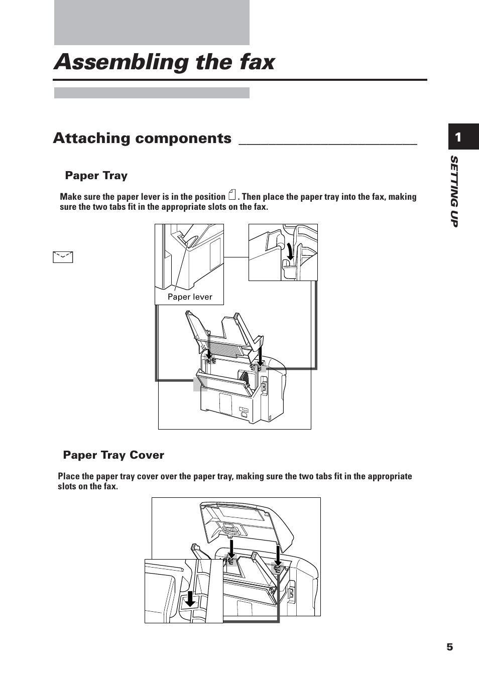 Assembling the fax, Attaching components | Canon FAX-B155 User Manual | Page 17 / 141