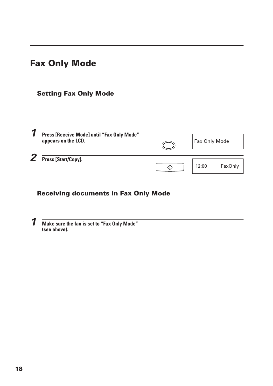 Fax only mode | Canon FAX-B155 User Manual | Page 30 / 141