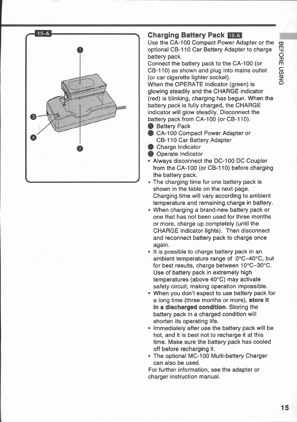 Charging battery pack nsra | Canon E 430 User Manual | Page 17 / 86