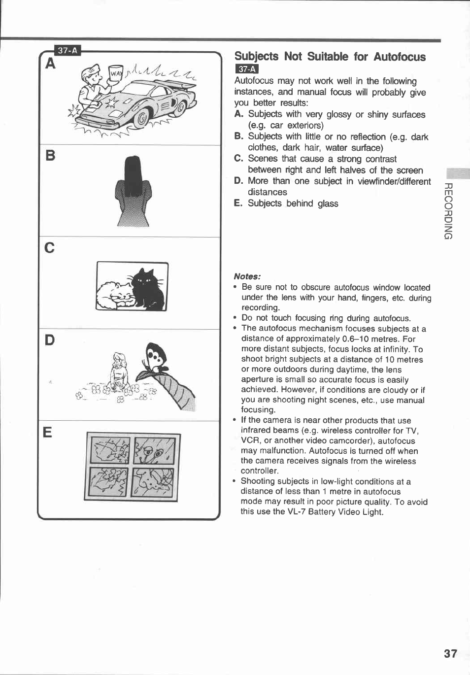 Subjects not suitable for autofocus | Canon E 430 User Manual | Page 39 / 86