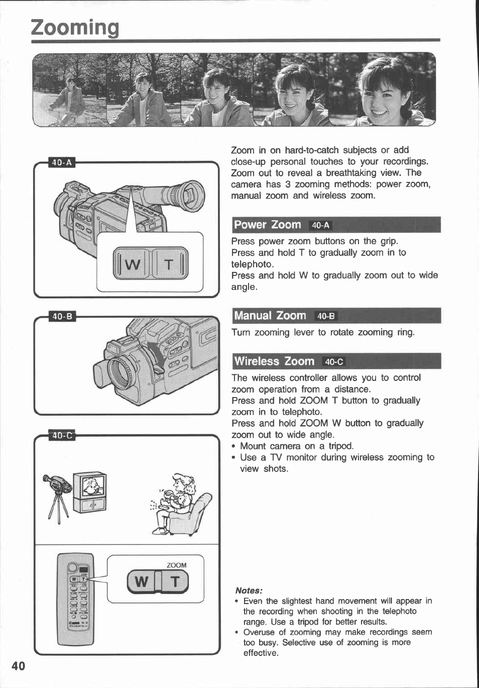 Zooming | Canon E 430 User Manual | Page 42 / 86