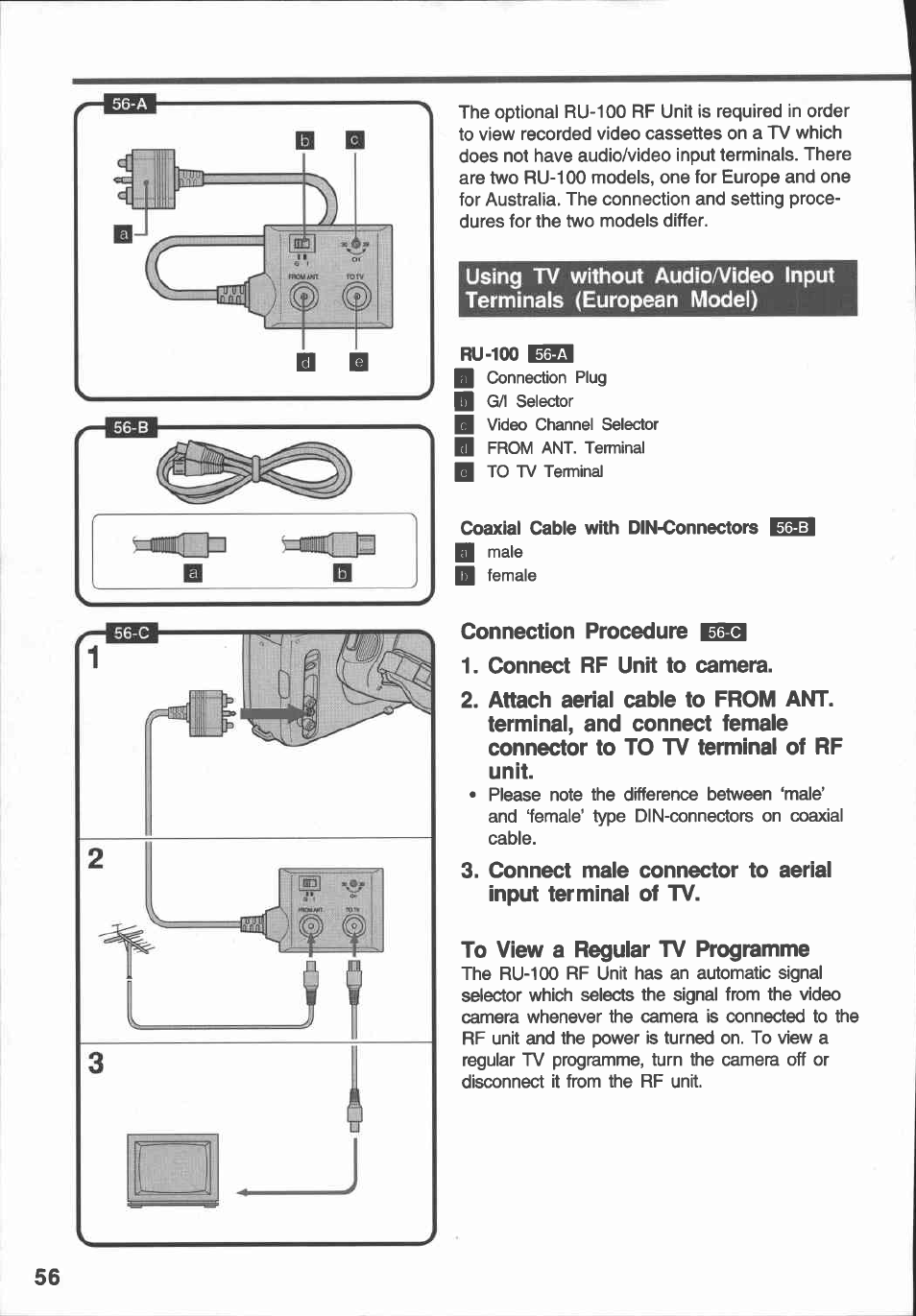Ru-100, Coaxial cable with din-connectors masi | Canon E 430 User Manual | Page 58 / 86