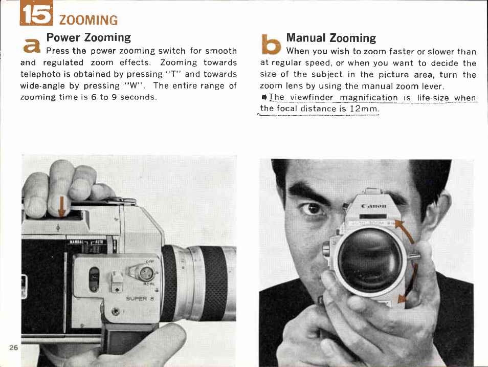 Setting of filming speed | Canon Super 8 814 User Manual | Page 28 / 59