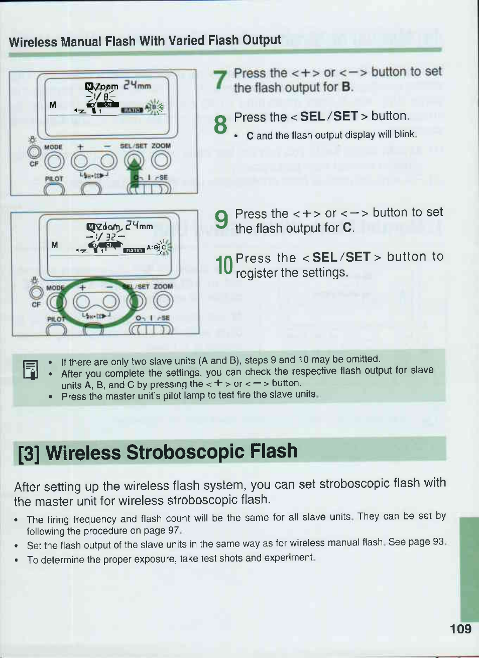 3] wireless stroboscopic flash | Canon 550EX User Manual | Page 109 / 128