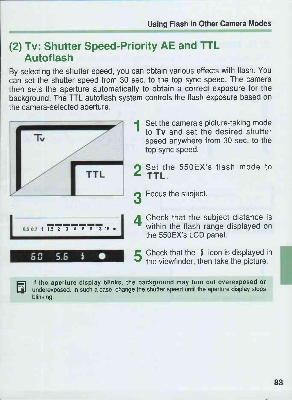 2) tv: shutter speed-priority ae and ttl autofiash, 6c 5.b i | Canon 550EX User Manual | Page 83 / 128