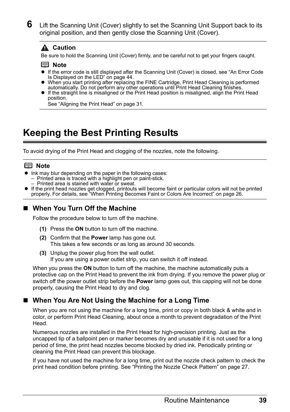 Keeping the best printing results | Canon MP 190 Pixma User Manual | Page 43 / 76