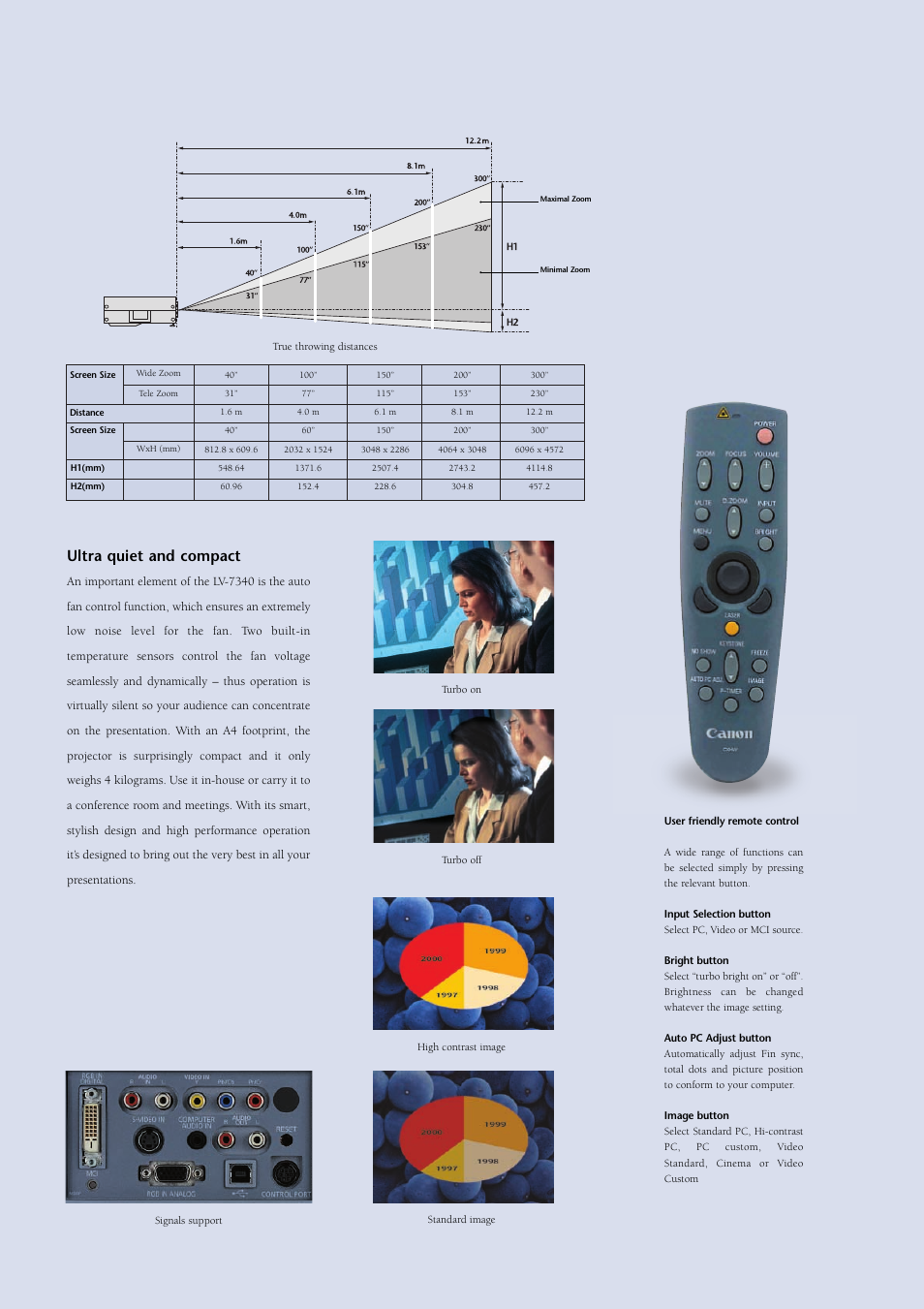 Ultra quiet and compact | Canon LV-7340 User Manual | Page 5 / 6