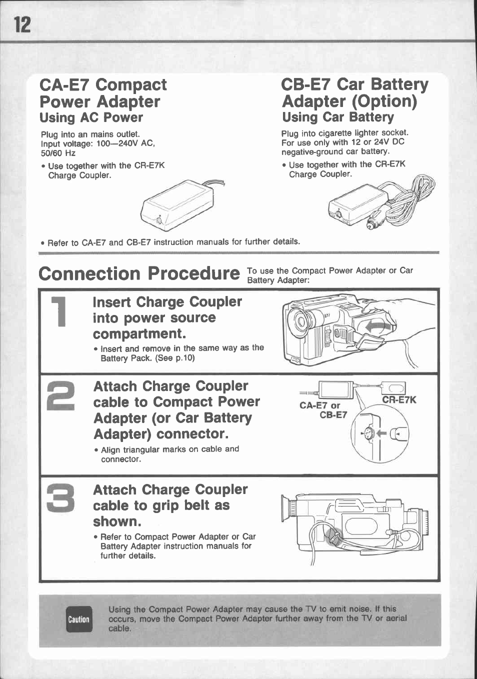 Connection procedure adapt«or c=r | Canon E 77 User Manual | Page 14 / 65