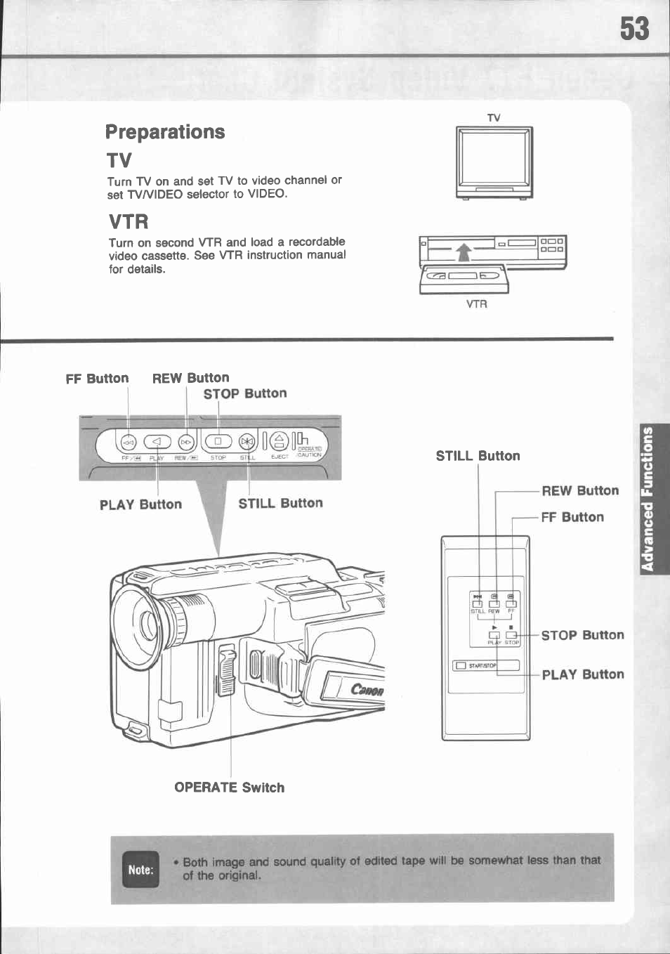 Editing to another vtr, Lg 4 | Canon E 77 User Manual | Page 55 / 65