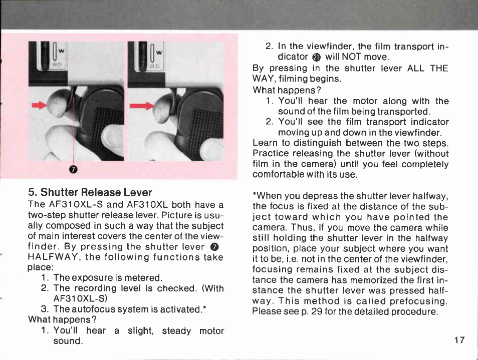Functions and operation of the camera | Canon AF310XL User Manual | Page 17 / 66