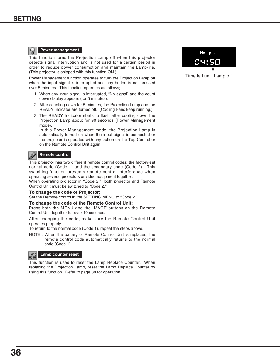 Setting | Canon LV-X2 User Manual | Page 36 / 44