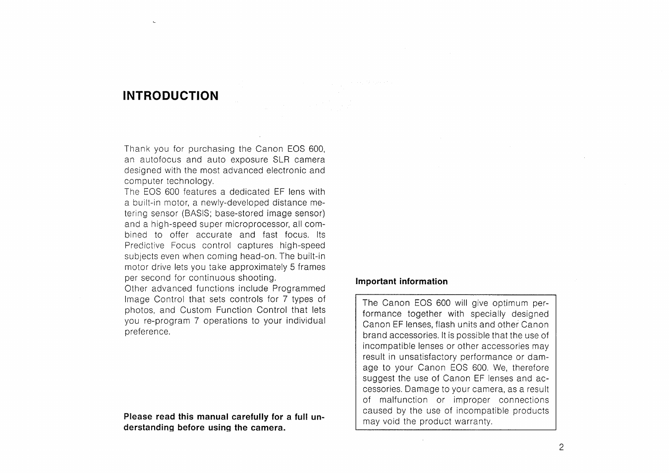 Canon EOS 600 User Manual | Page 2 / 24