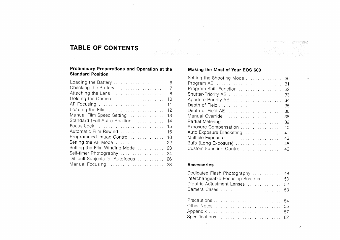 Nomenclature | Canon EOS 600 User Manual | Page 5 / 24
