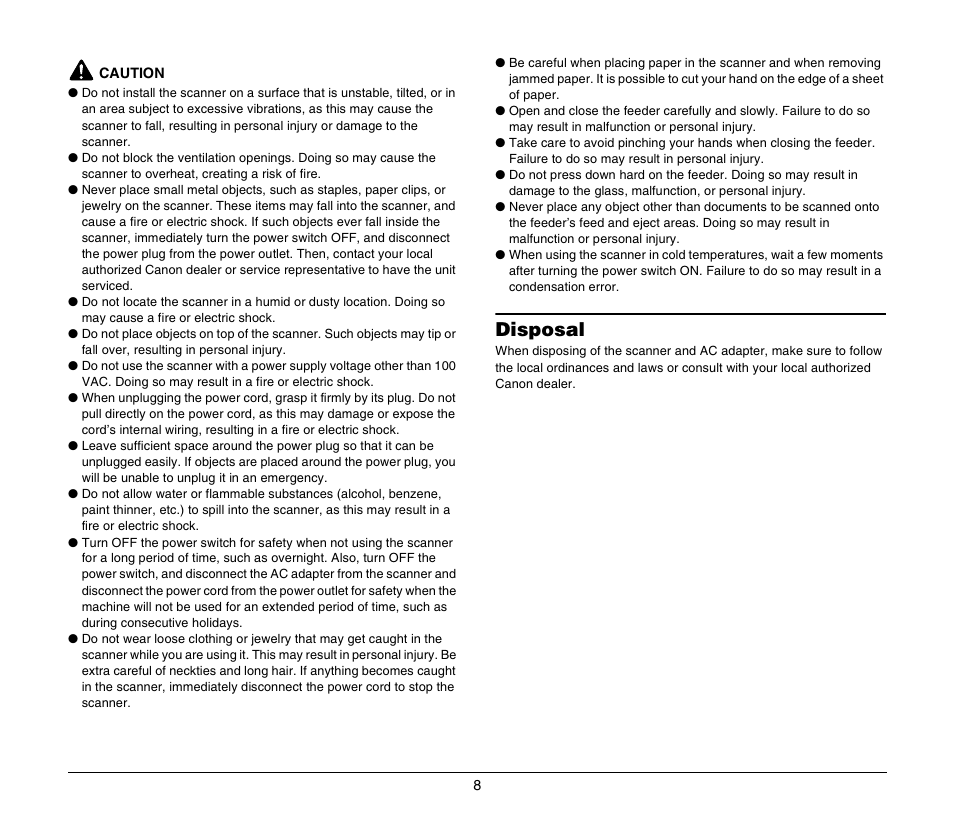 Disposal | Canon DR-2020U User Manual | Page 12 / 40
