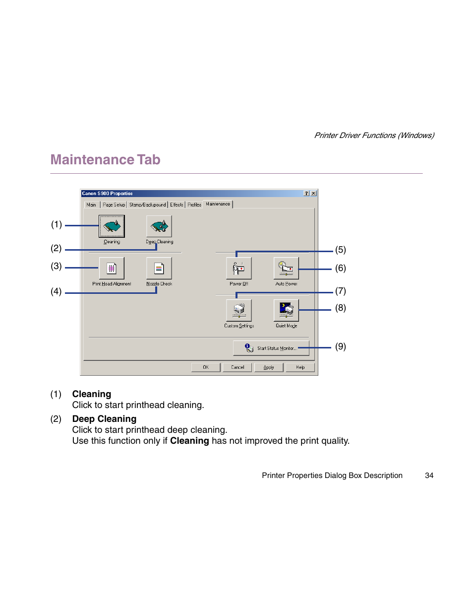 Maintenance tab | Canon S900 User Manual | Page 34 / 178