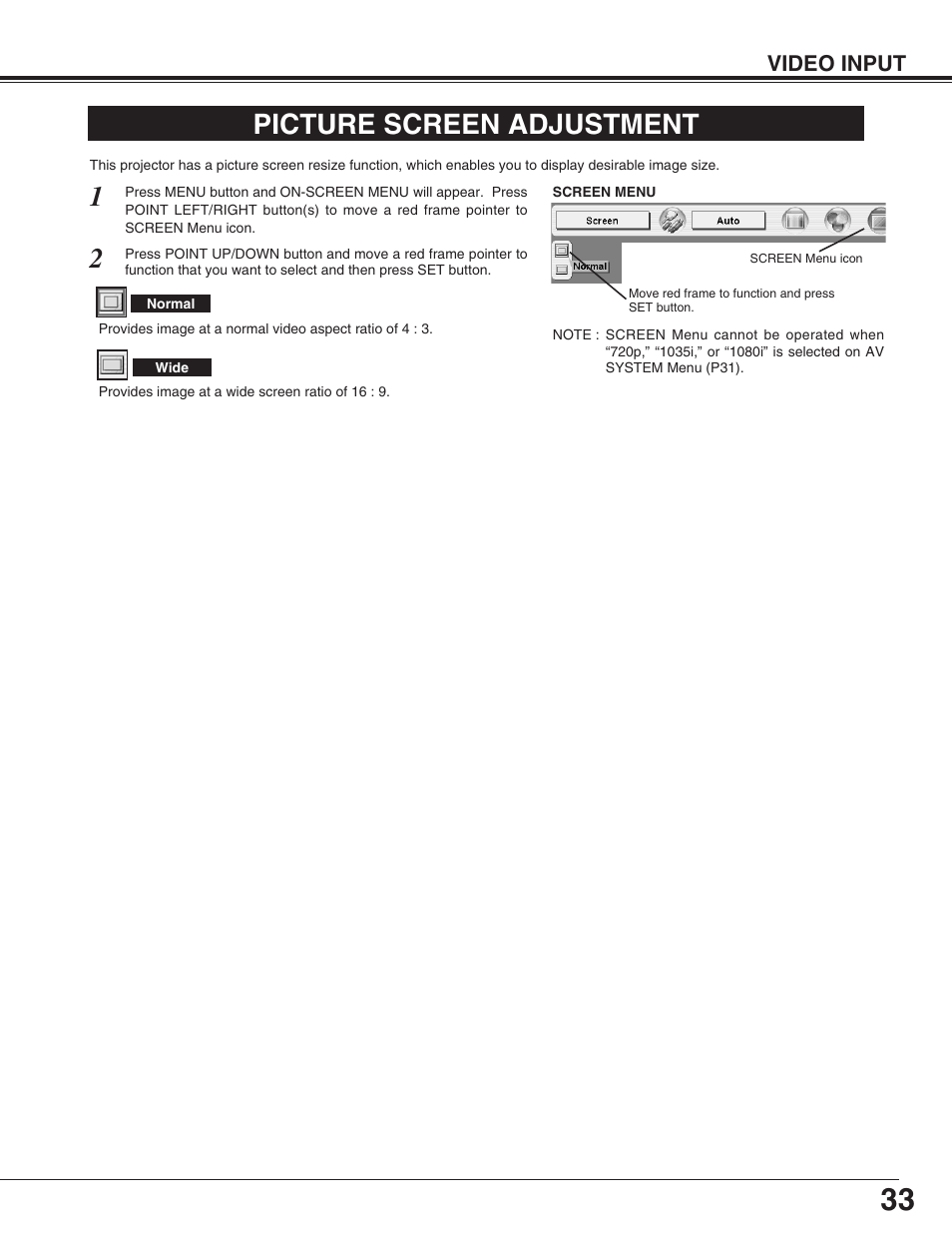 Picture screen adjustment | Canon LV-7565F User Manual | Page 33 / 56