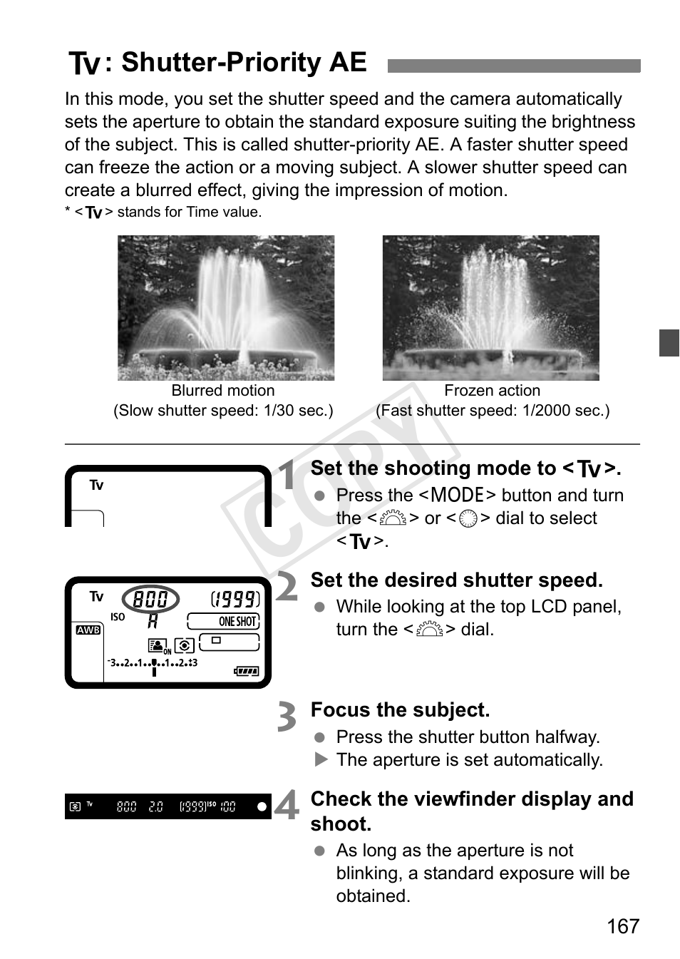 S: shutter-priority ae, Cop y | Canon 1D X User Manual | Page 167 / 420