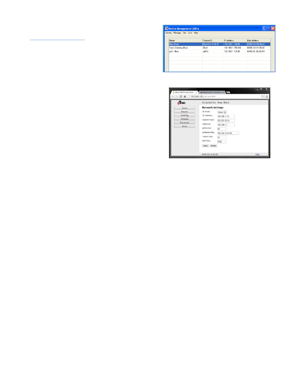 Changing the ip address, Important safety instructions, Device management utility | Web page setup, Dhcp | Dataprobe iBoot-G2 Quick Start User Manual | Page 2 / 3