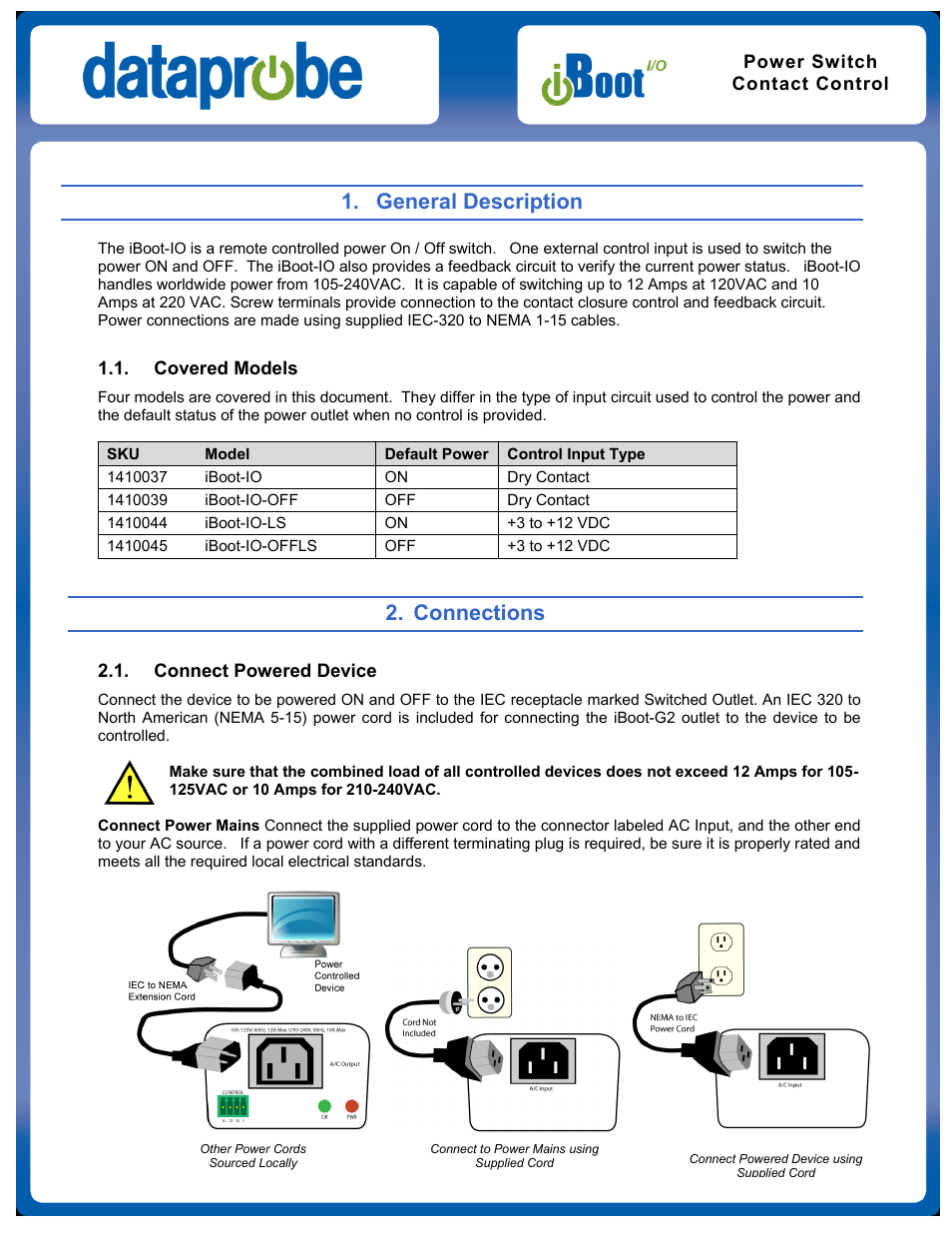 Dataprobe iBoot-IO User Manual | 7 pages