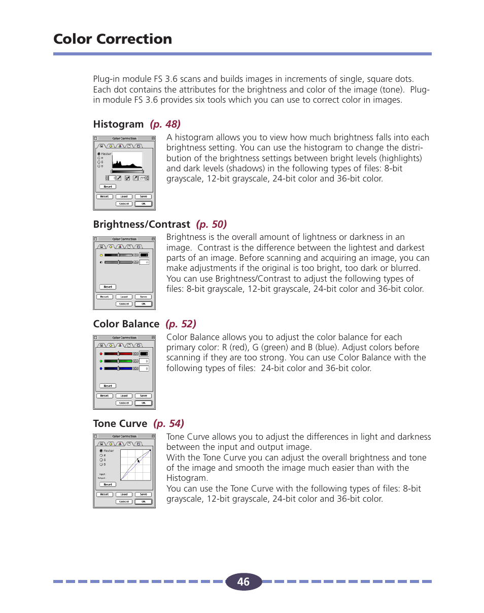 Color correction, P. 46 | Canon FS 2710 User Manual | Page 46 / 80