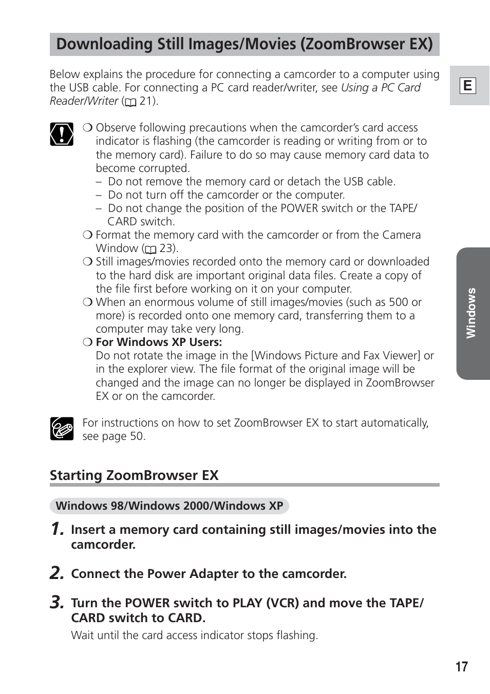 Downloading still images/movies (zoombrowser ex) | Canon DIM-538 User Manual | Page 17 / 100