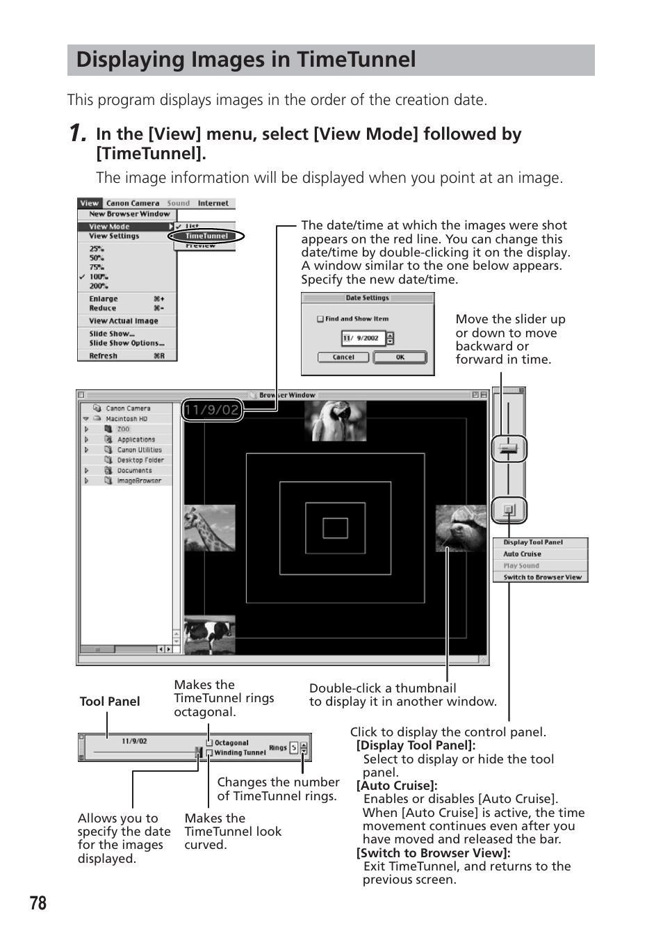 Displaying images in timetunnel | Canon DIM-538 User Manual | Page 78 / 100