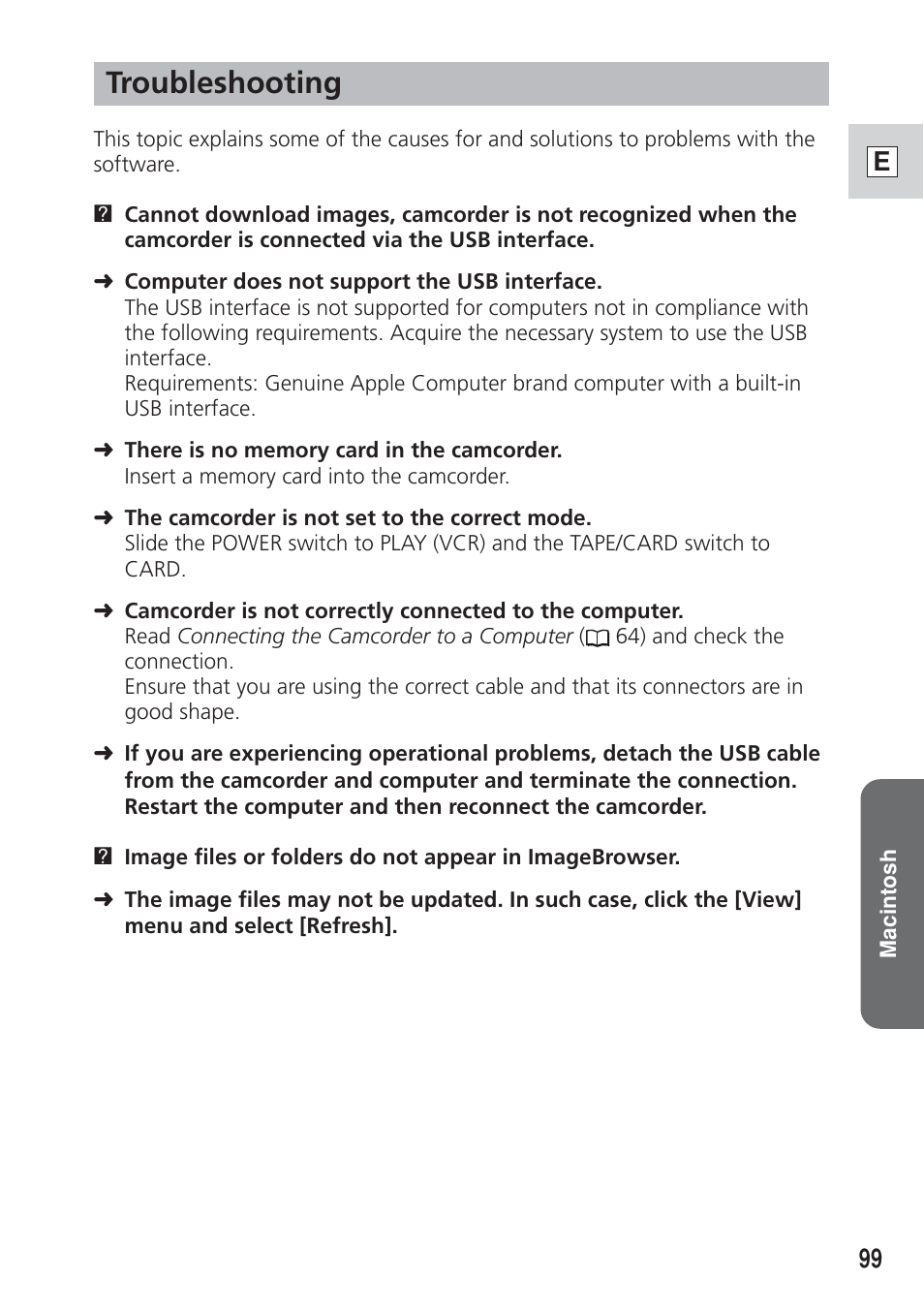 Troubleshooting, 99 e | Canon DIM-538 User Manual | Page 99 / 100