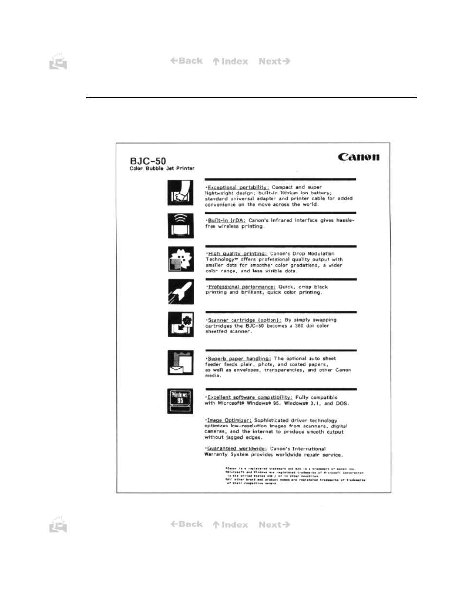 Sample test prints, Demonstration | Canon BJC-50 User Manual | Page 49 / 141