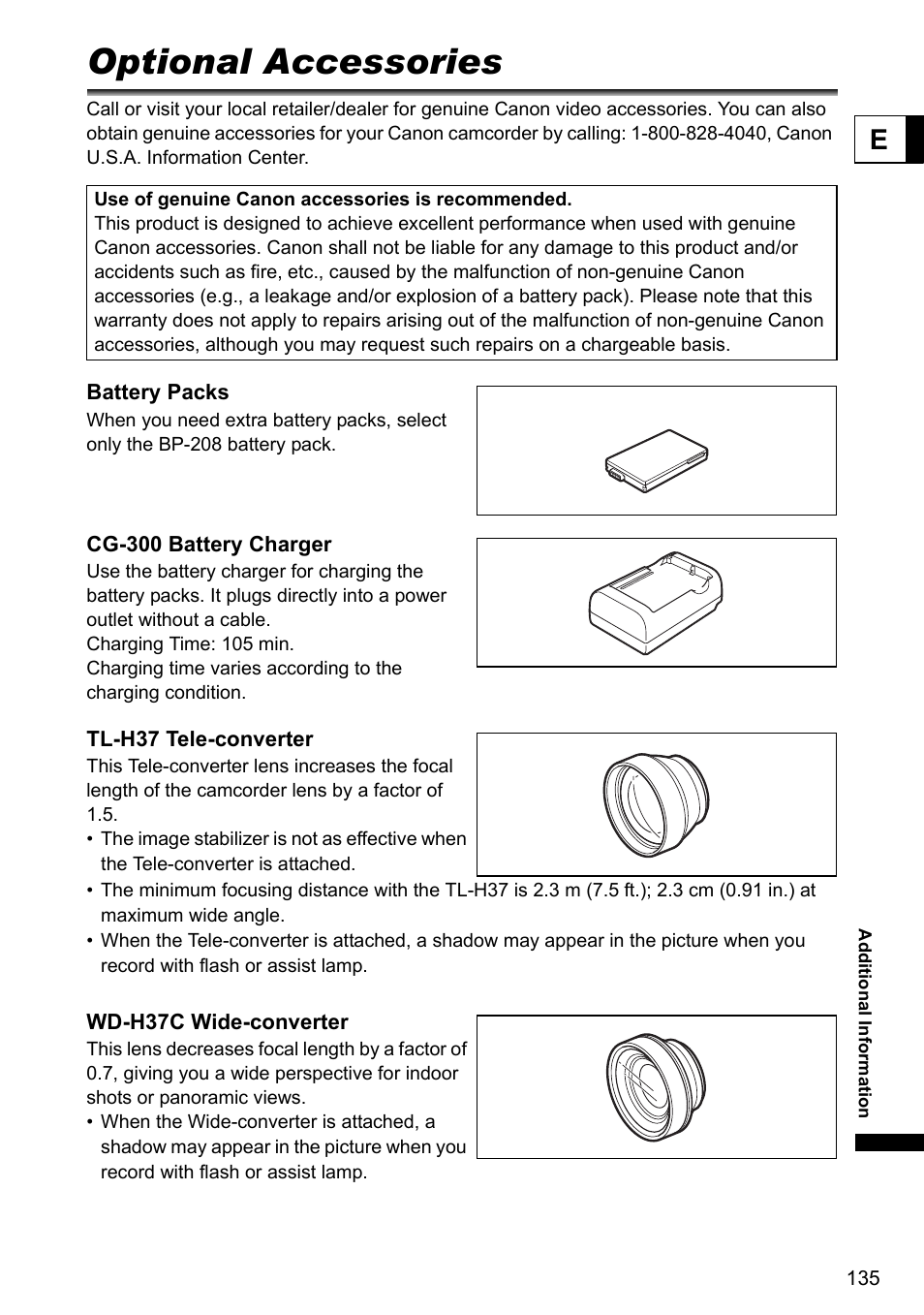 Optional accessories | Canon DC40 User Manual | Page 135 / 144