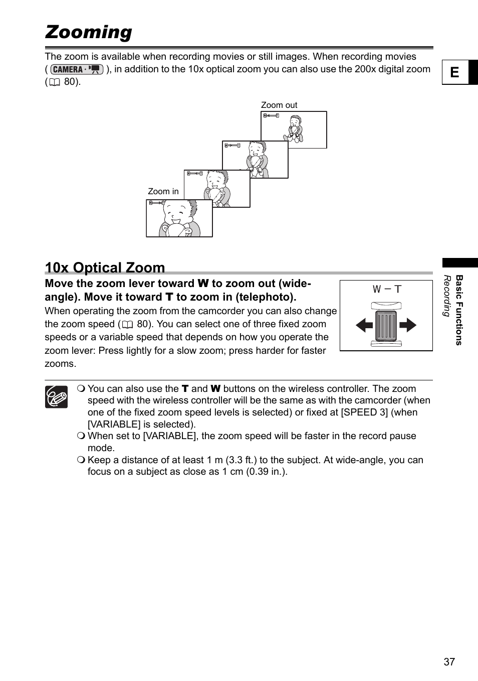 Zooming, 10x optical zoom | Canon DC40 User Manual | Page 37 / 144