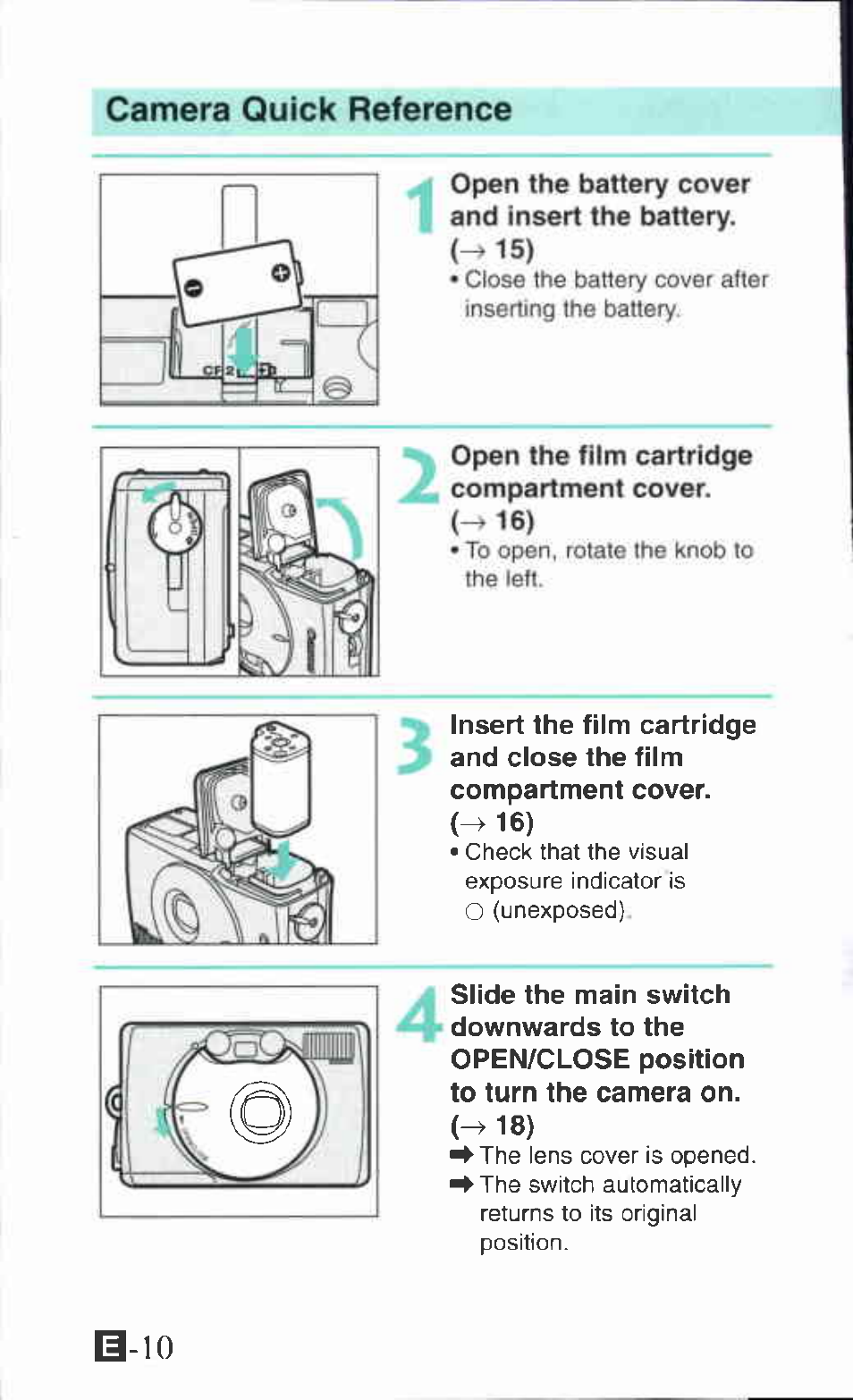 S-io, Camera quick reference | Canon Ixus M 1 User Manual | Page 10 / 50