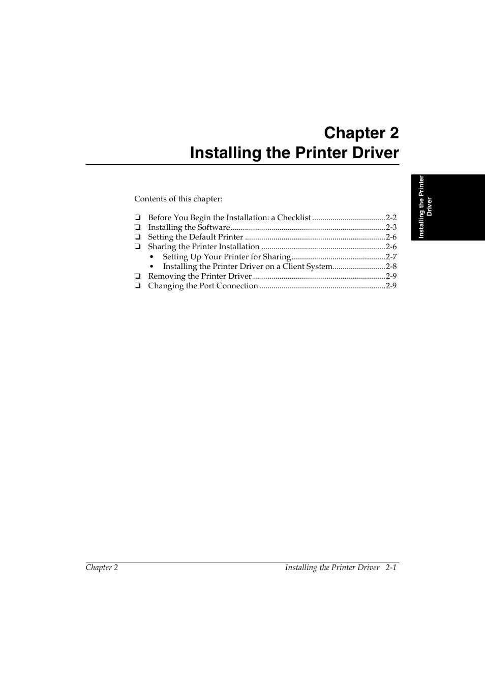 Installing the printer driver, Chapter 2, Installing the printer driver -1 | Chapter 2 2 installing the printer driver | Canon FAX-L290 User Manual | Page 11 / 66