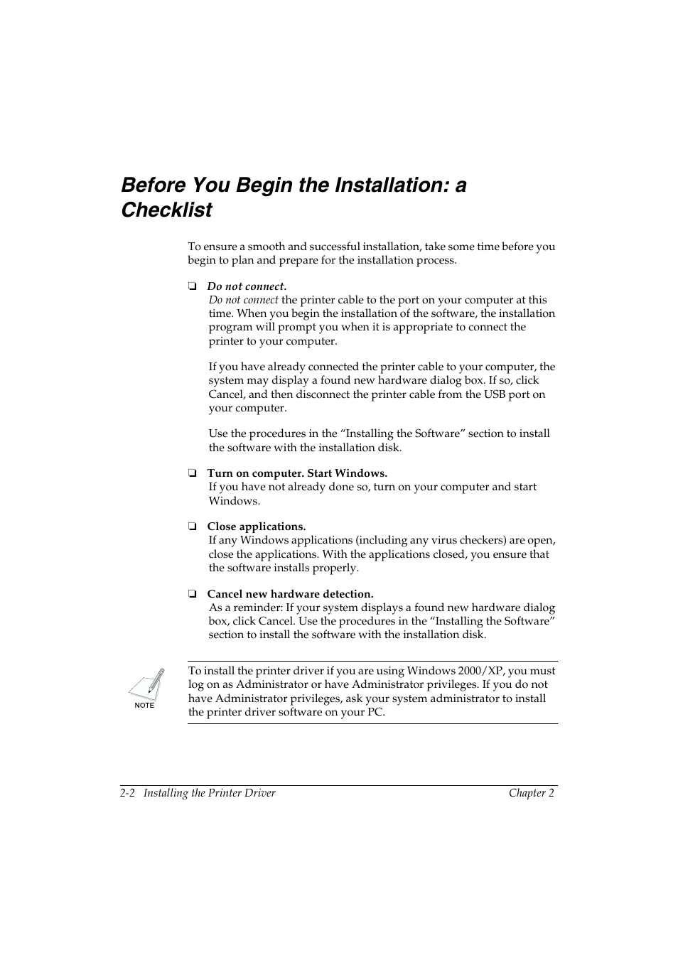 Before you begin the installation: a checklist -2, Before you begin the installation: a checklist 2 | Canon FAX-L290 User Manual | Page 12 / 66