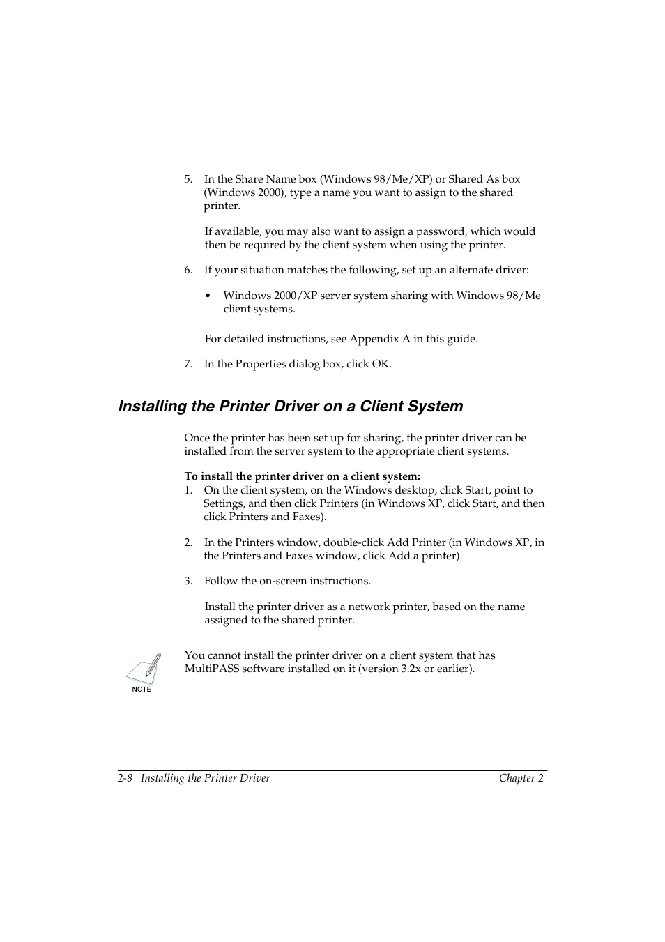 Installing the printer driver on a client system 2 | Canon FAX-L290 User Manual | Page 18 / 66