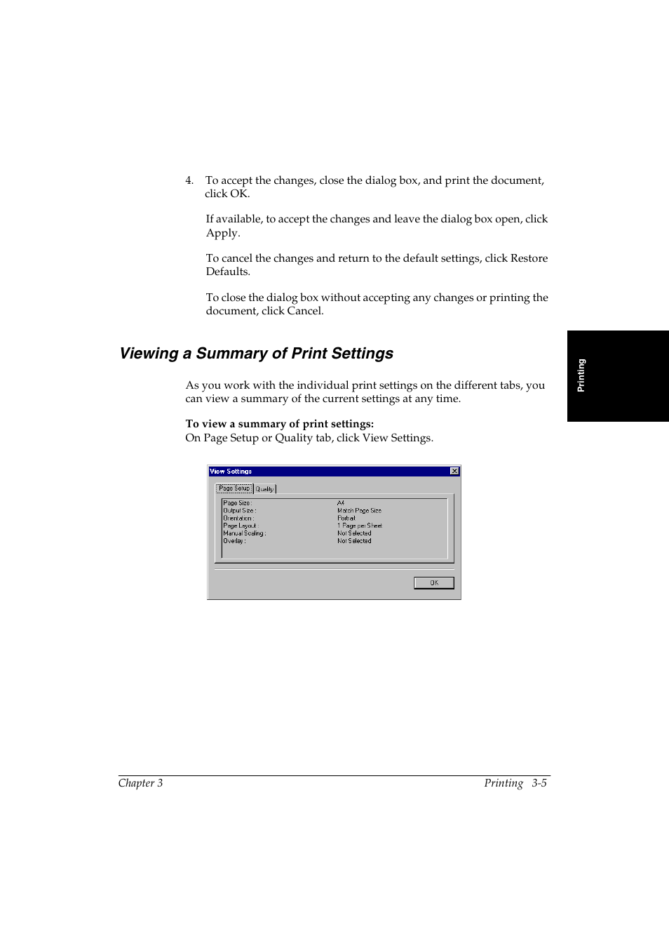 Viewing a summary of print settings -5, Viewing a summary of print settings 3 | Canon FAX-L290 User Manual | Page 25 / 66