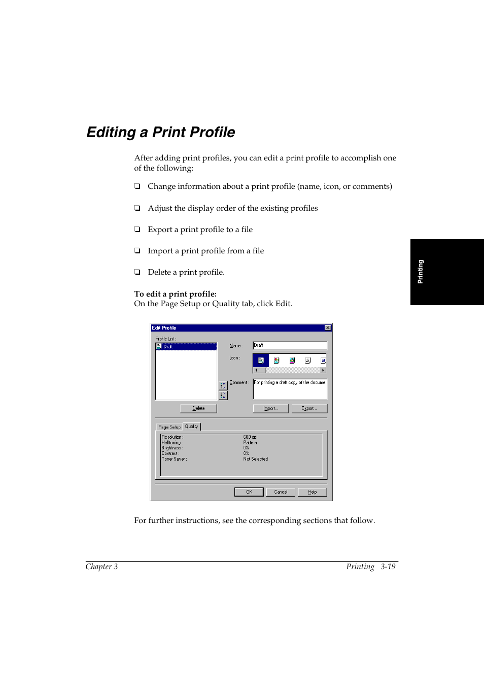 Editing a print profile -19, Editing a print profile 3 | Canon FAX-L290 User Manual | Page 39 / 66