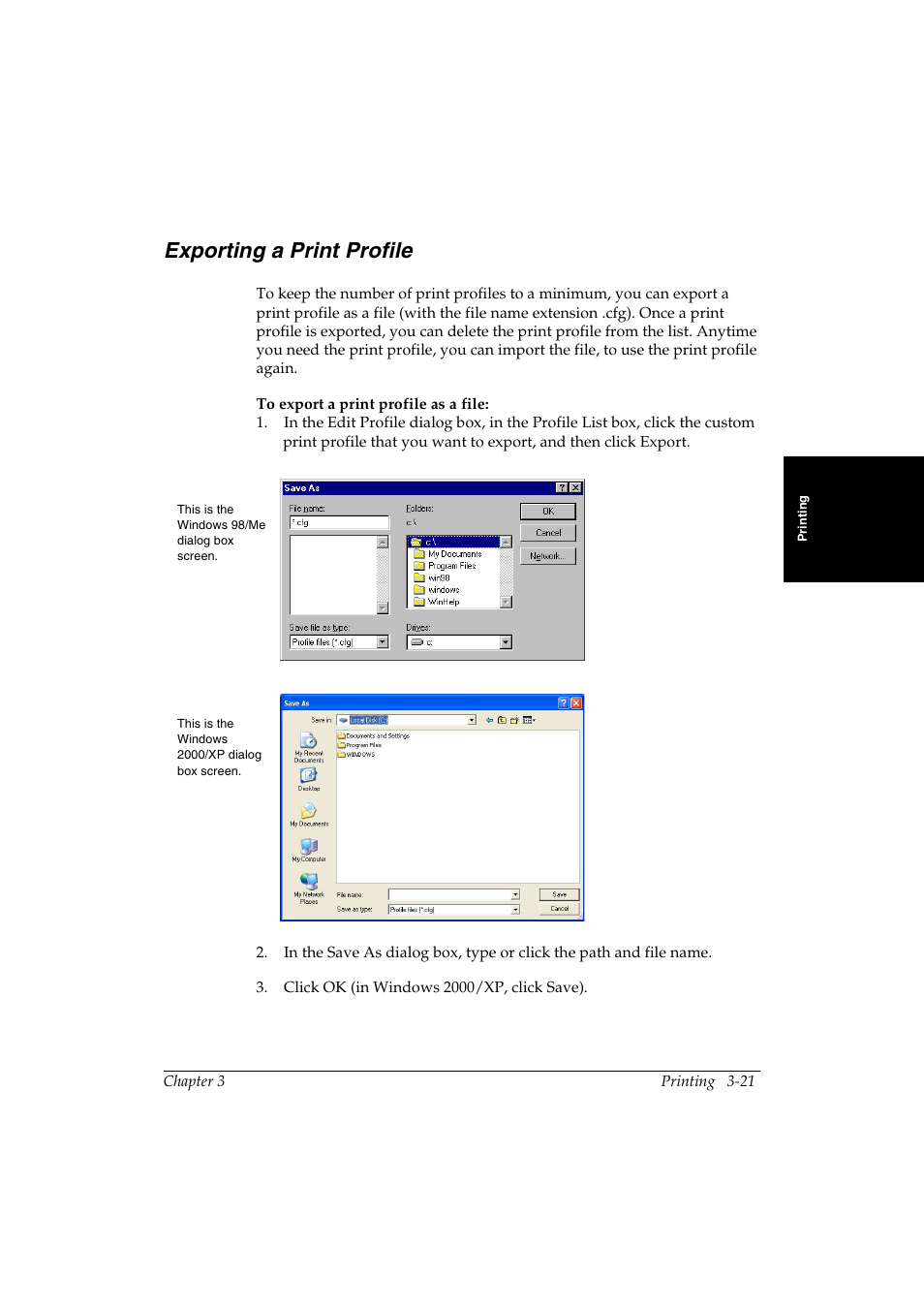 Exporting a print profile -21, Exporting a print profile 3 | Canon FAX-L290 User Manual | Page 41 / 66