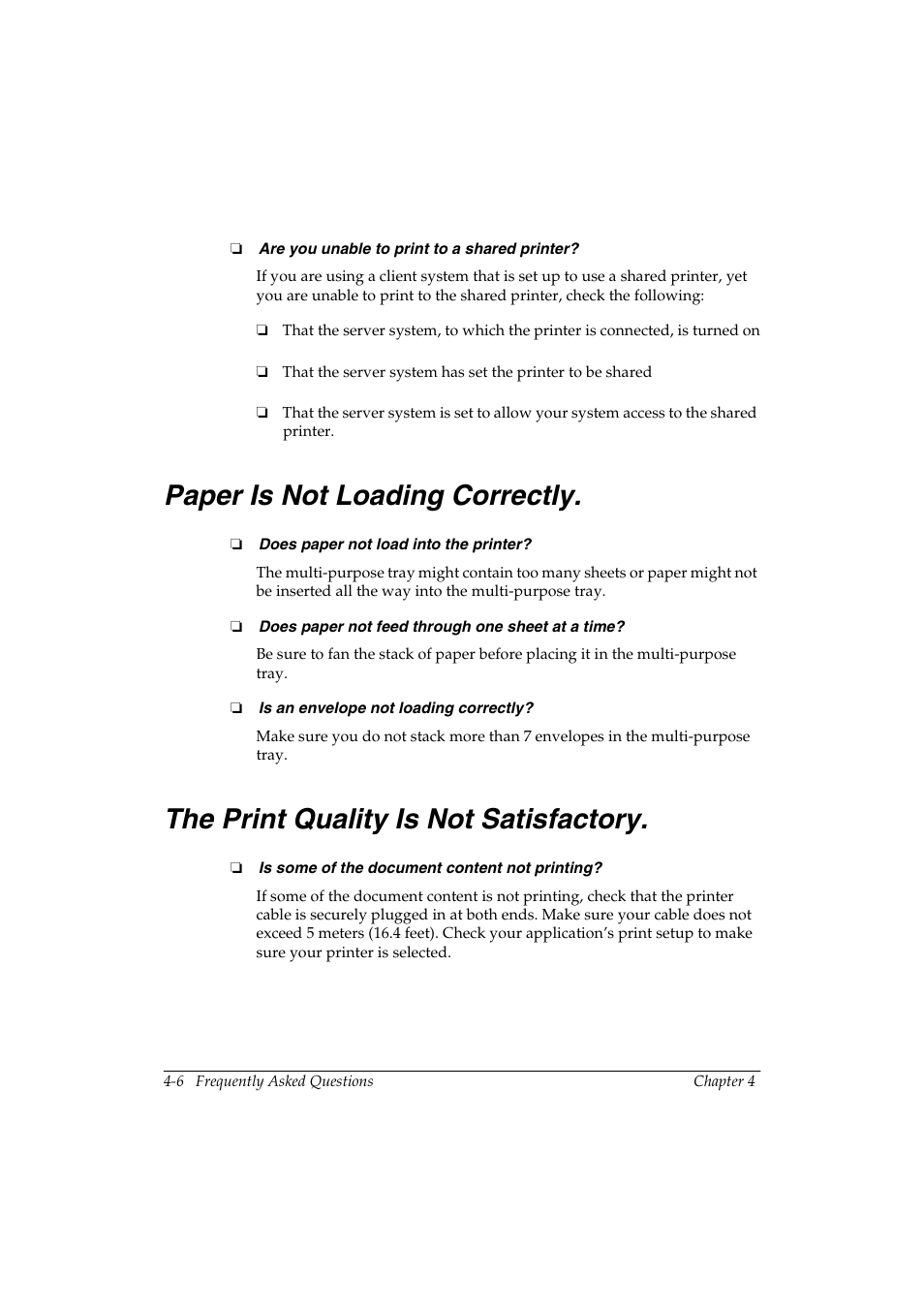Paper is not loading correctly. 4, The print quality is not satisfactory. 4 | Canon FAX-L290 User Manual | Page 50 / 66