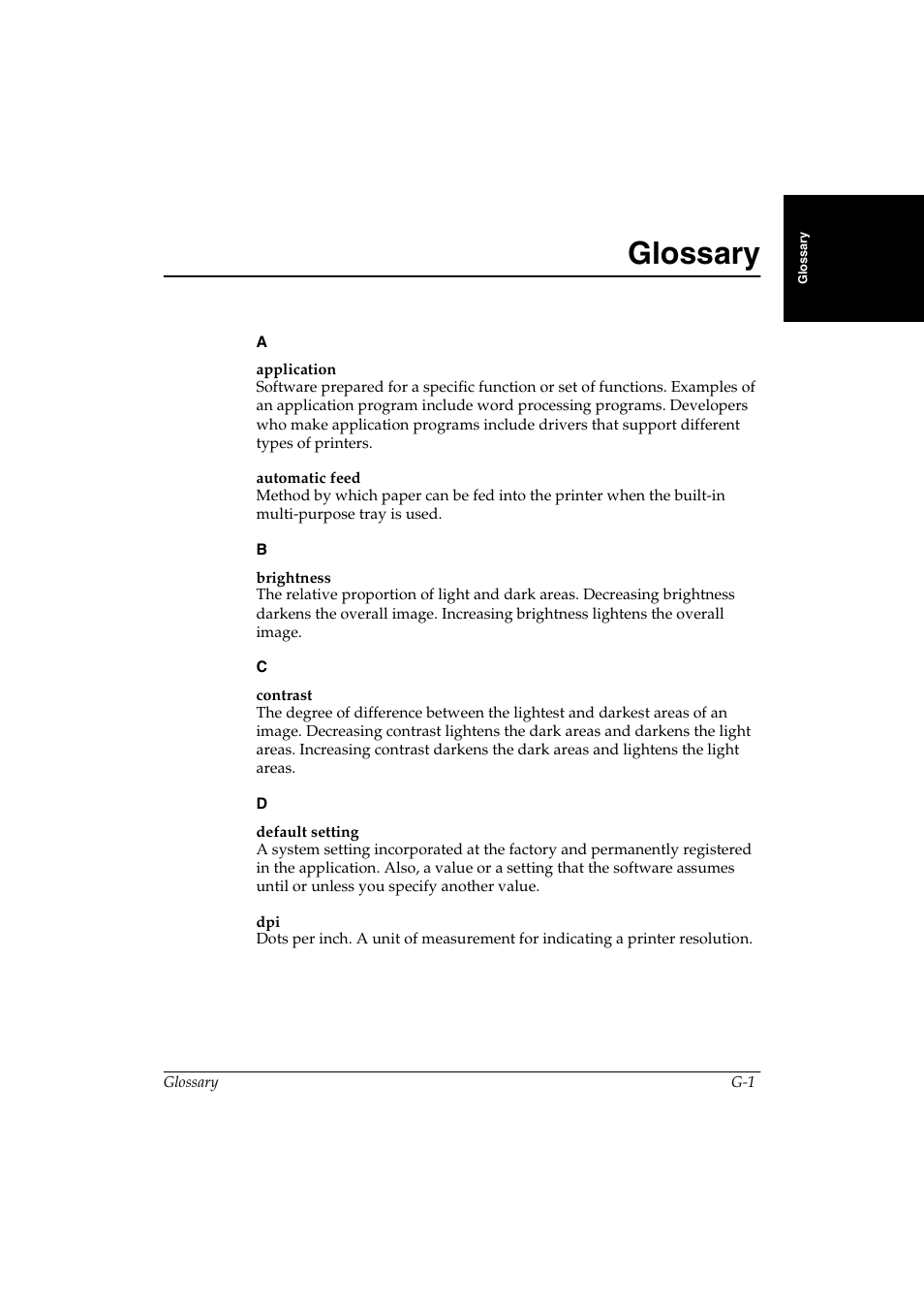 Glossary, Gglossary | Canon FAX-L290 User Manual | Page 59 / 66